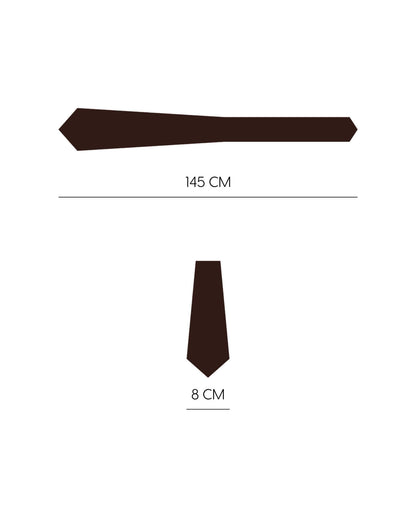 Siyah Nokta Desenli Koyu Kahverengi İpek Kravat - 8 cm genişlik
