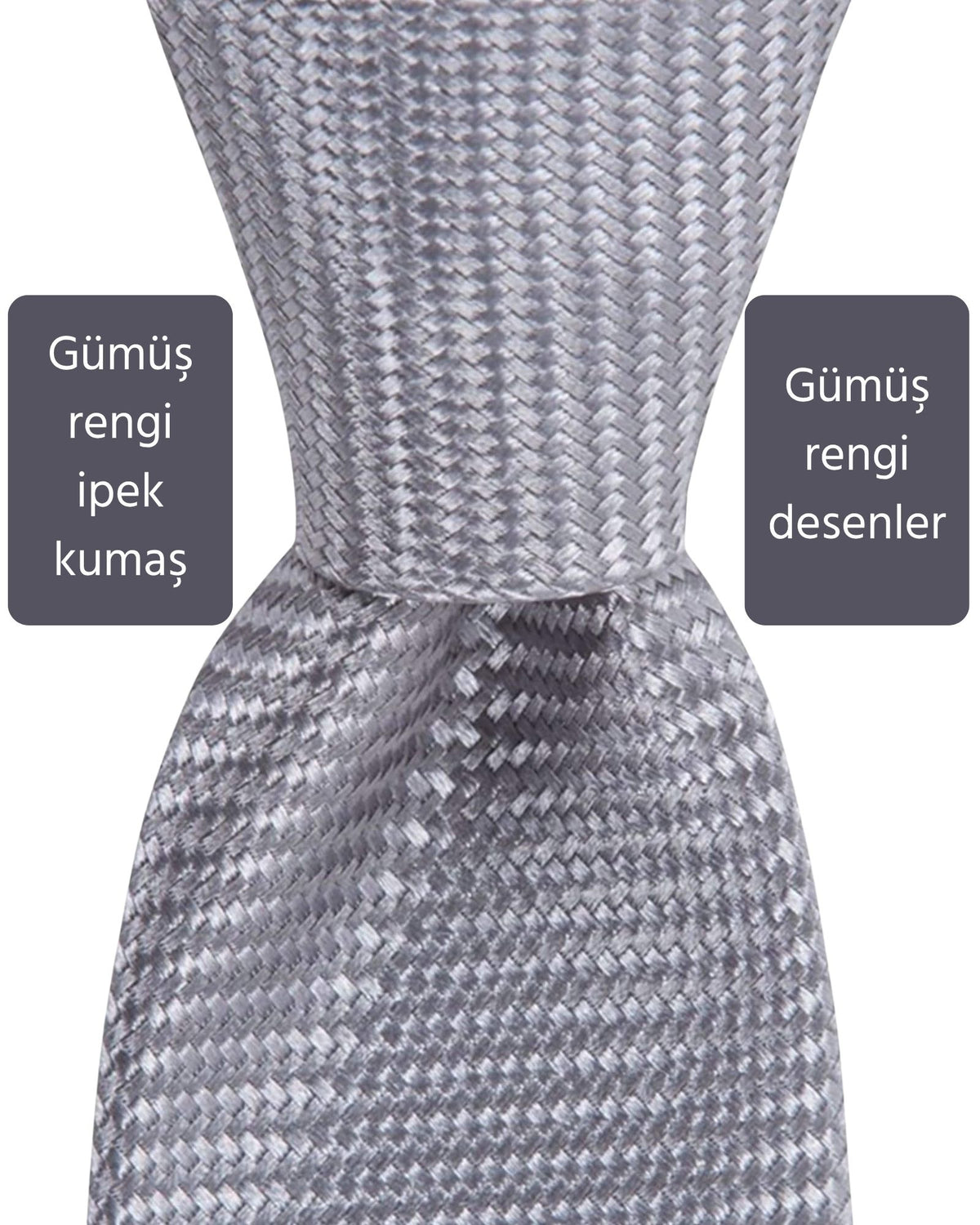 Kumovo gümüş rengi ipek kravat