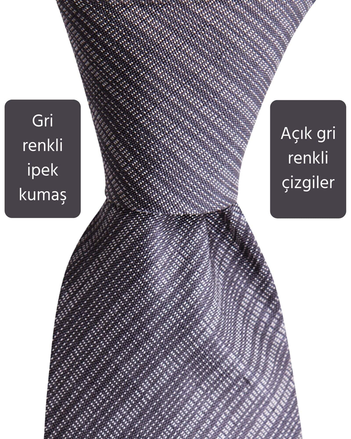 Kumovo gri ipek klasik kravat