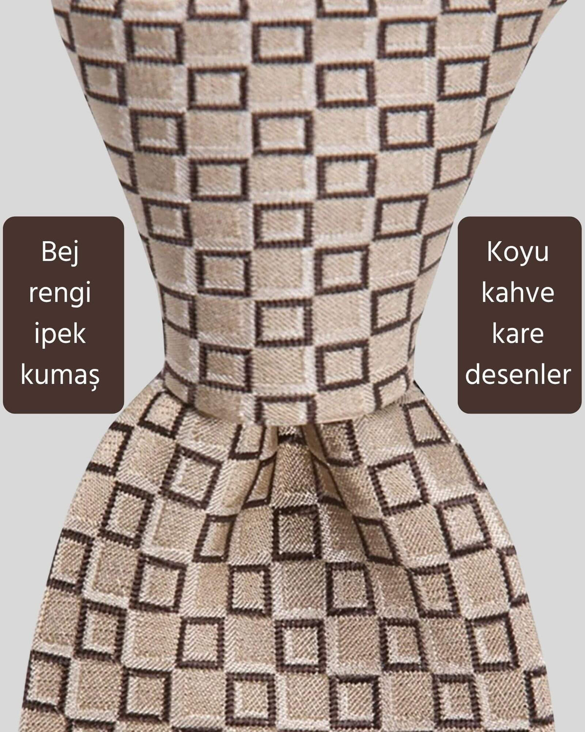 Kumovo bej renk ipek avukat kravatı