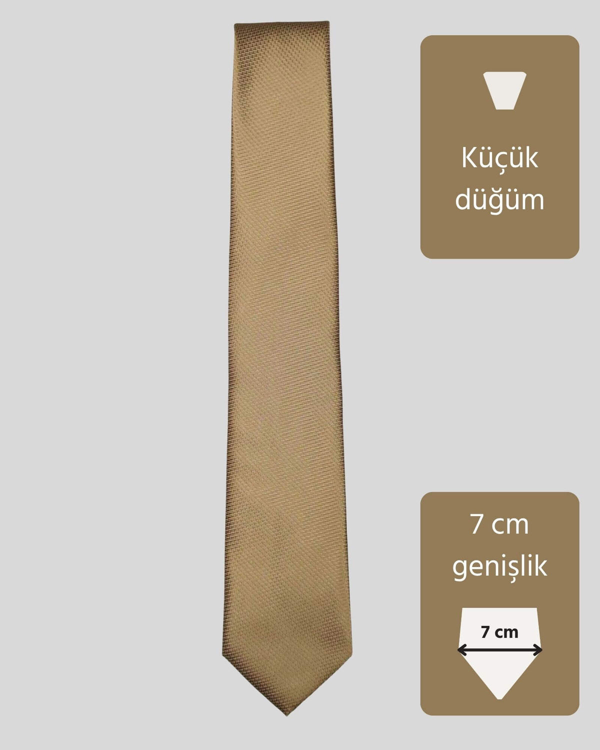 Kumovo gold renk ince kravat