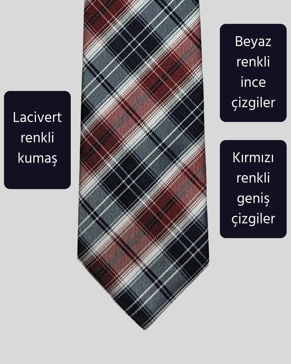 Kumovo lacivert bordo ekose kravat