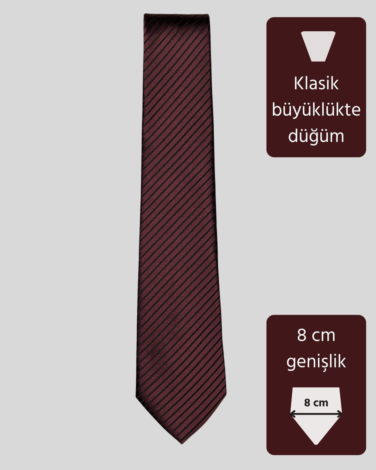 Kumovo bordo siyah çizgili mikro kravat