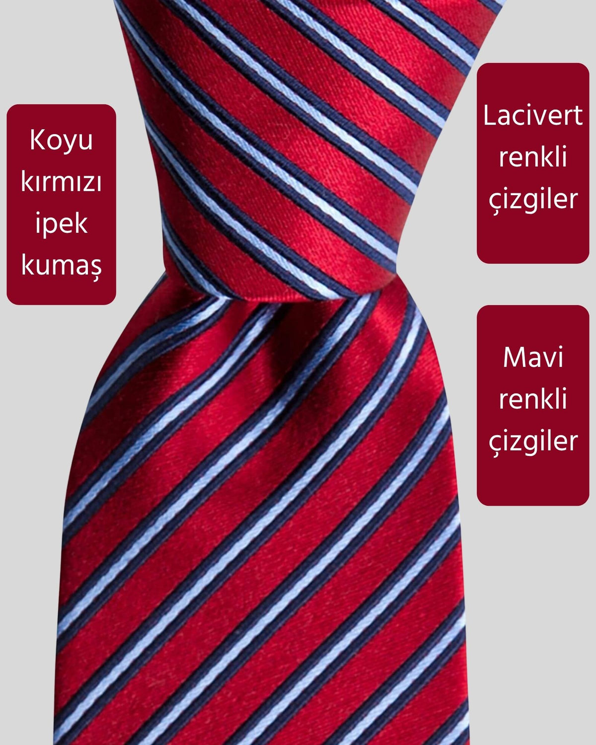 Kumovo koyu kırmızı İtalyan ipek kravat