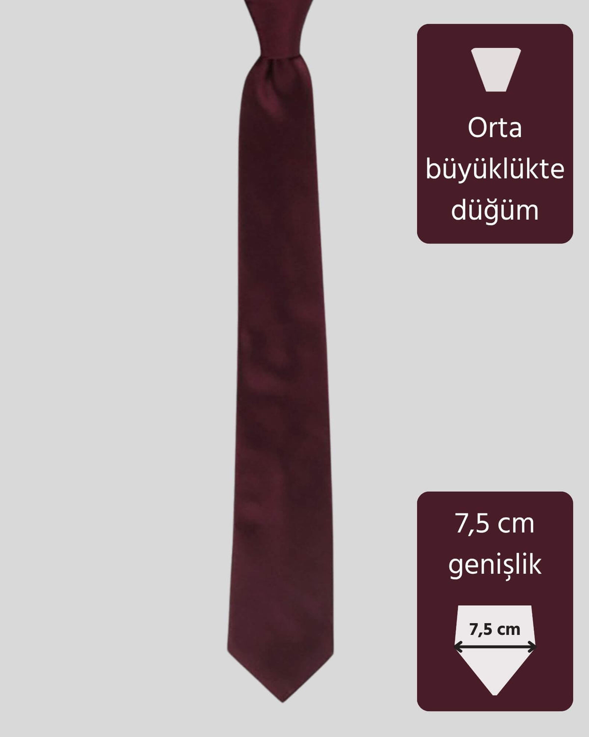 Kumovo düz bordo ipek doktor kravatı