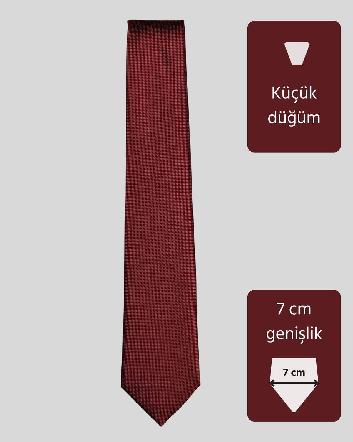 Kumovo bordo renkli ince öğretmen kravatı