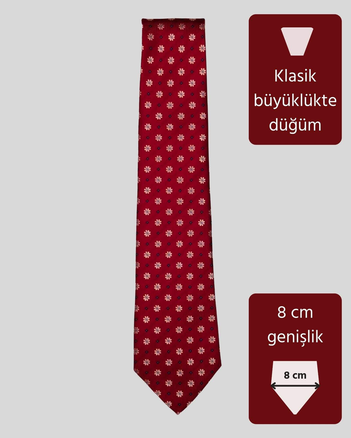 Kumovo çiçek desenli kırmızı memur kravatı