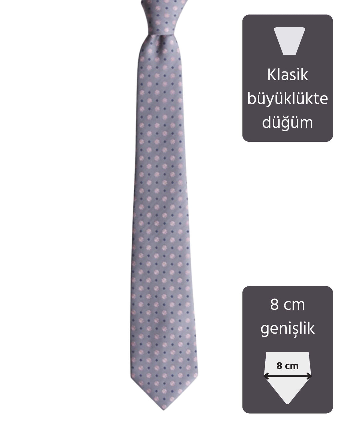 Kumovo çiçek desenli gri doktor kravatı