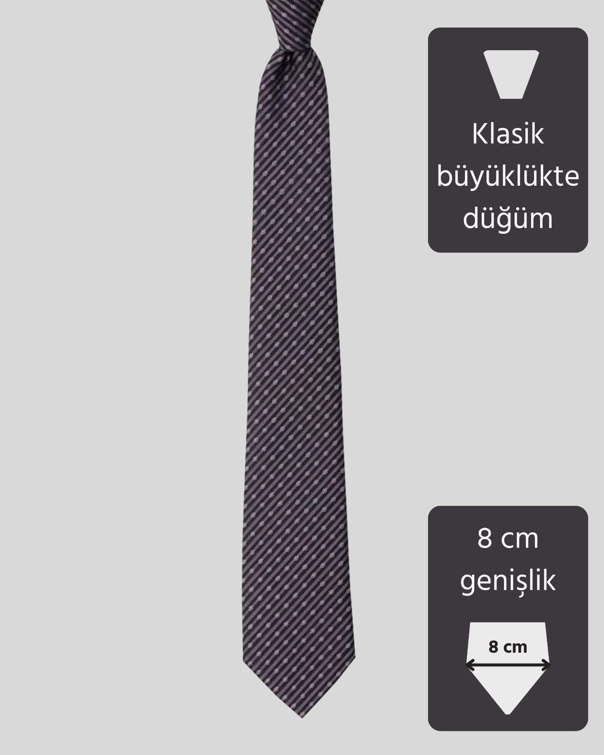 Kumovo çiçek desenli gri avukat kravatı