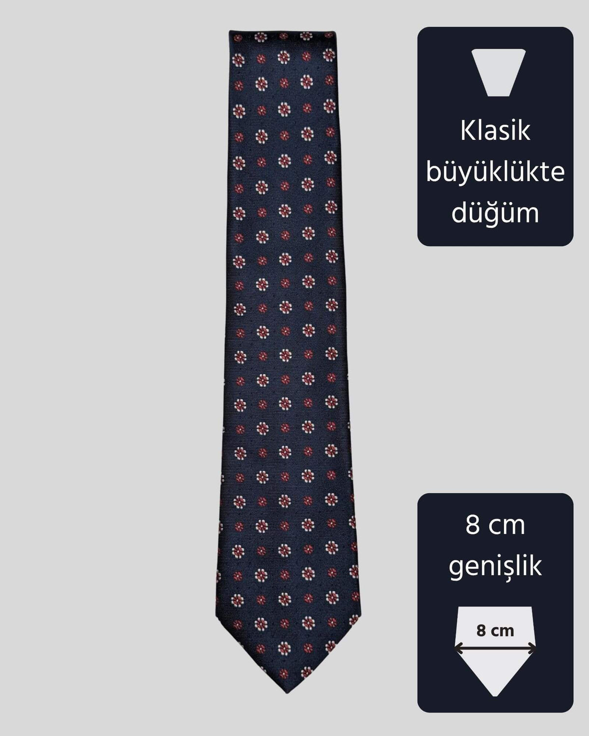 Kumovo çiçek desenli lacivert bankacı kravatı