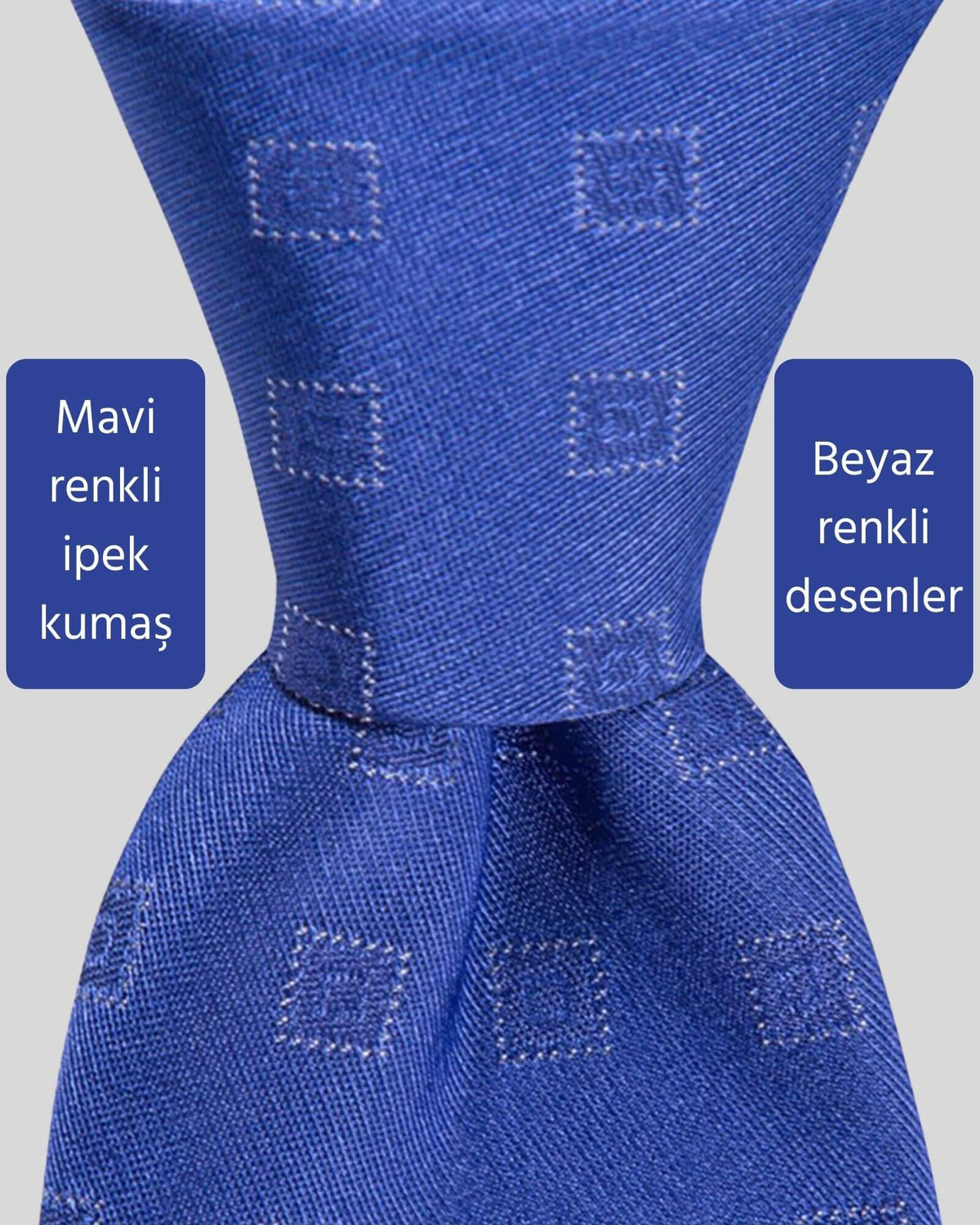 Kumovo çivit mavi lüks ipek düğün kravatı