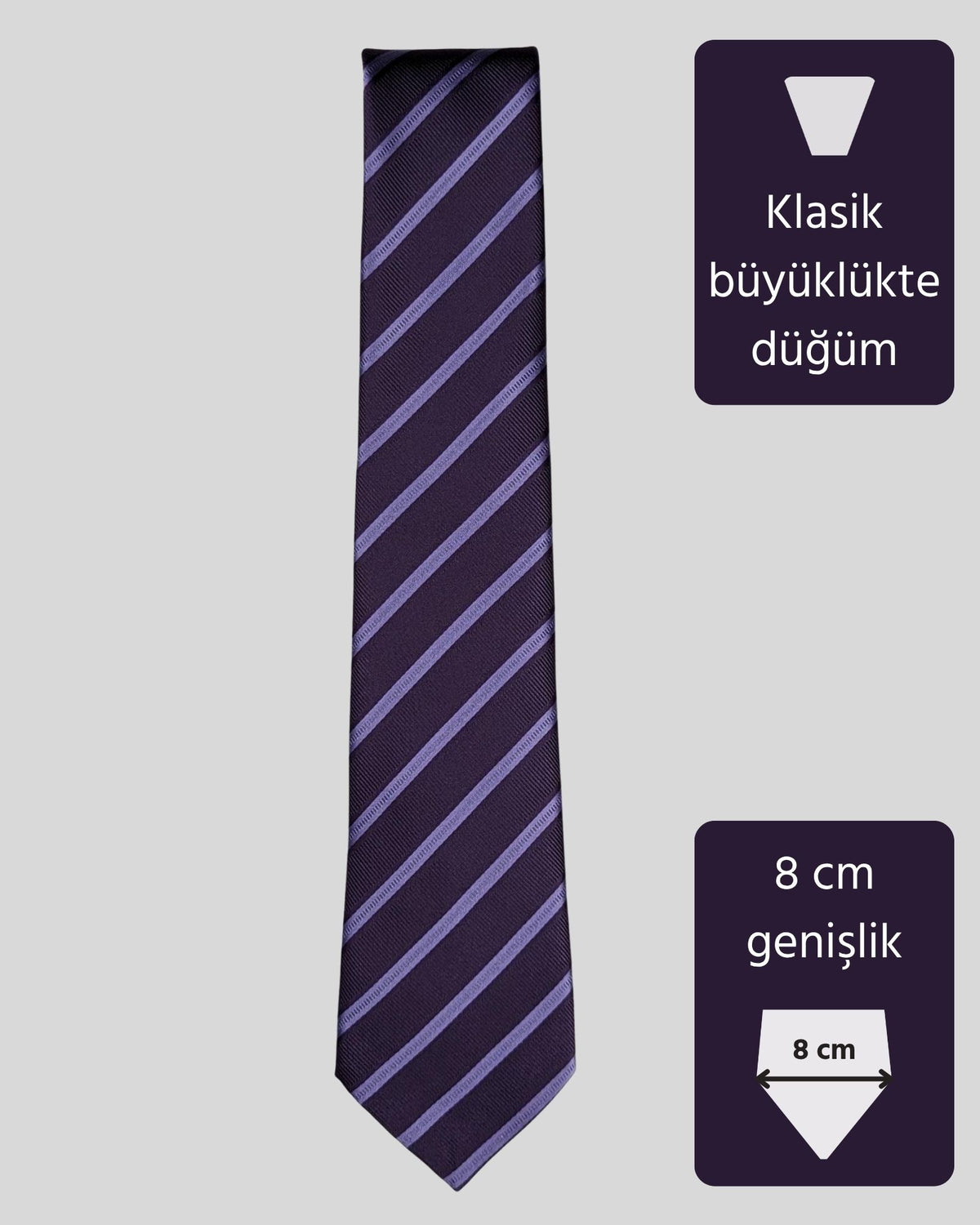 Kumovo çizgili mor avukat kravatı