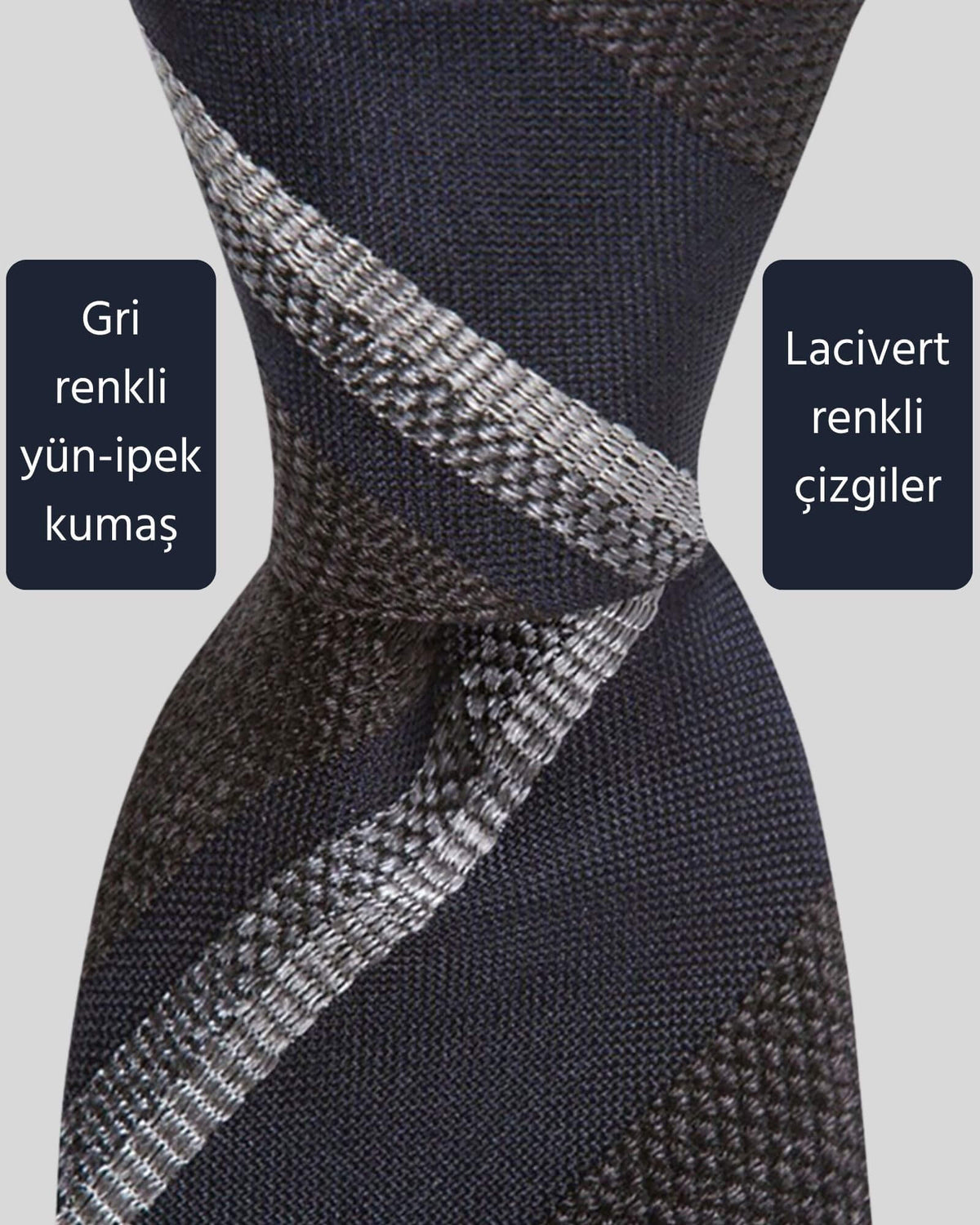 Kumovo lacivert gri yün avukat kravatı