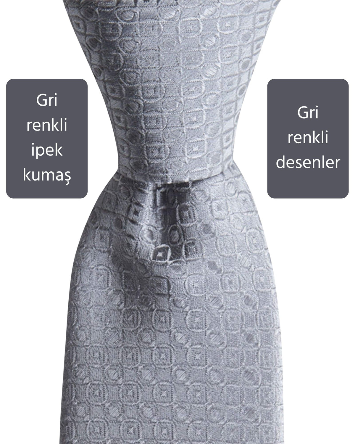 Kumovo açık gri ipek kravat