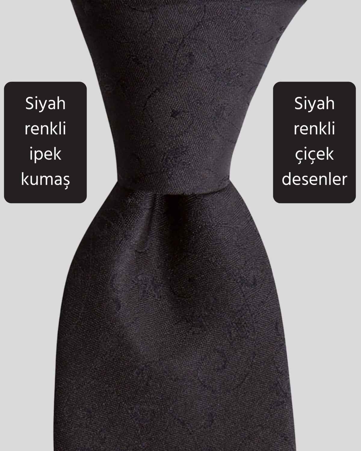 Kumovo siyah ipek kravat