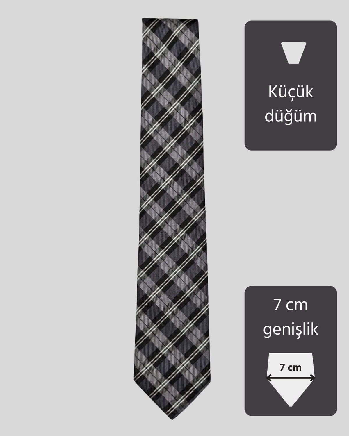 Kumovo gri ekose ince kravat