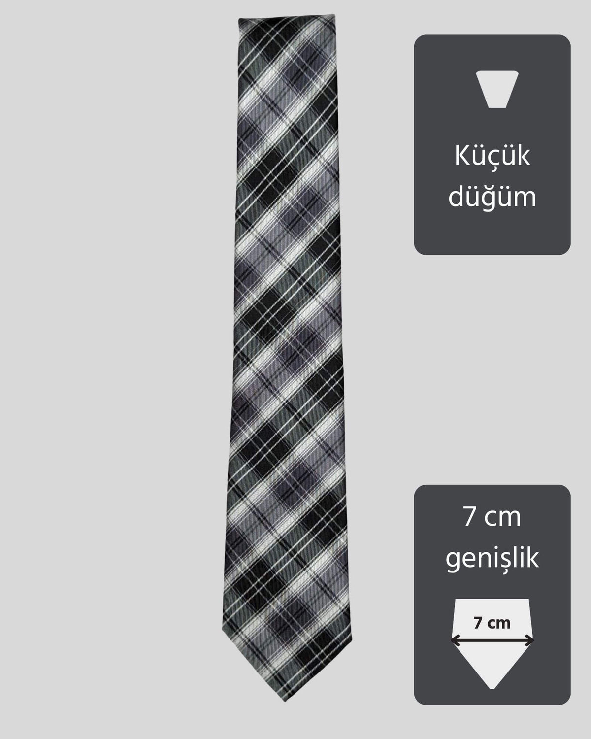 Kumovo gri ekose İtalyan kravat