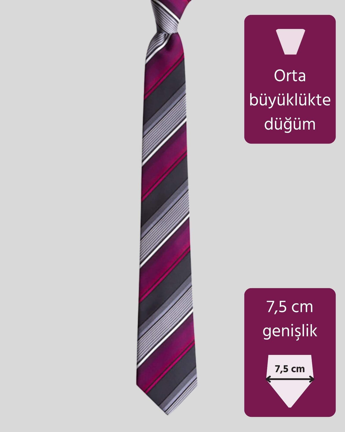 Kumovo gri ipek avukat kravatı