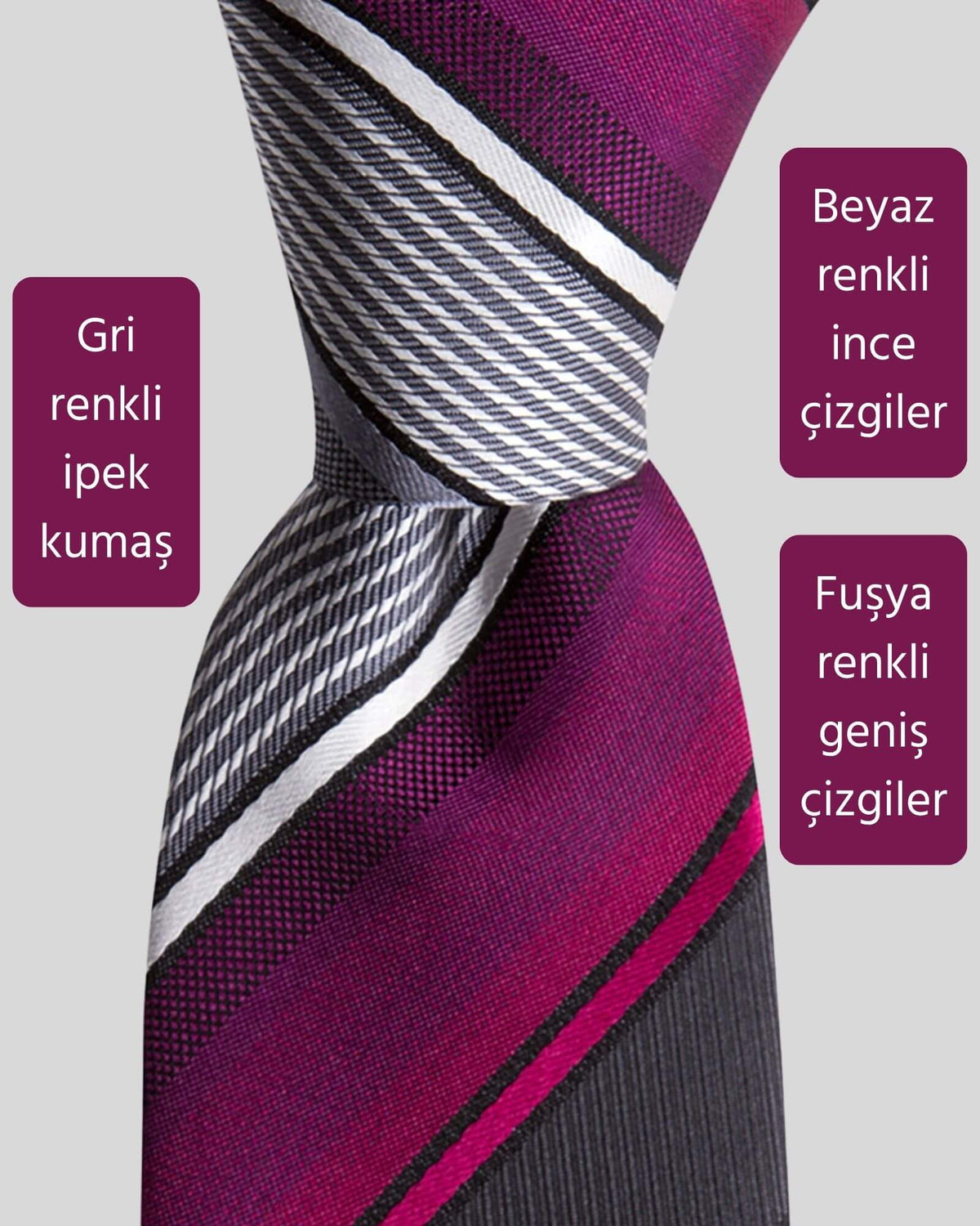 Kumovo gri ipek kravat
