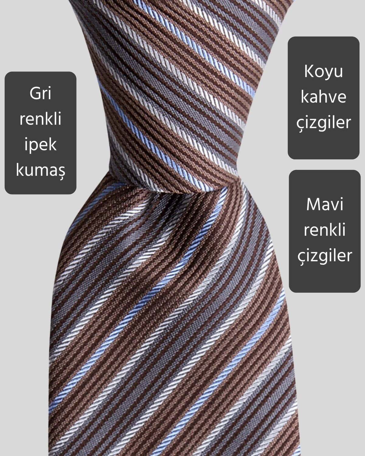 Kumovo gri ipek avukat kravatı