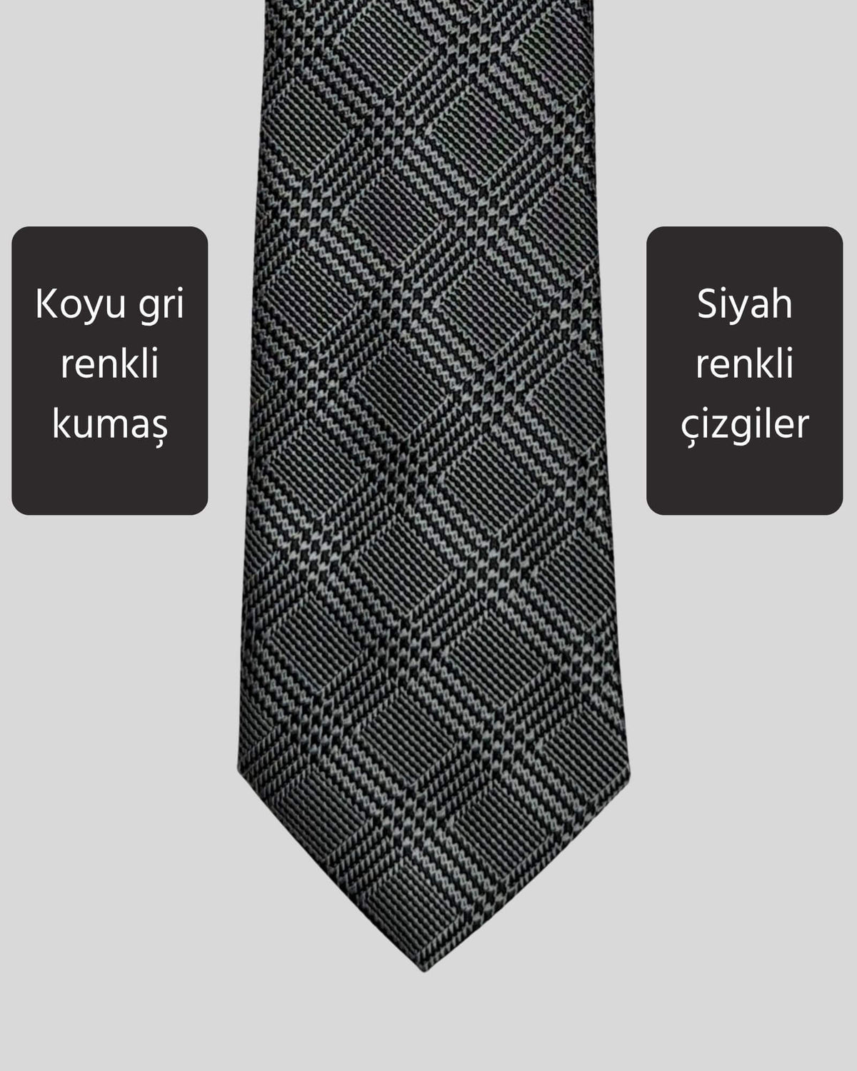 Kumovo ekose desenli gri öğretmen kravatı