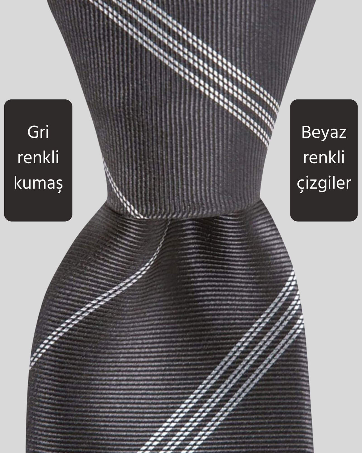Kumovo çizgili gri kravat