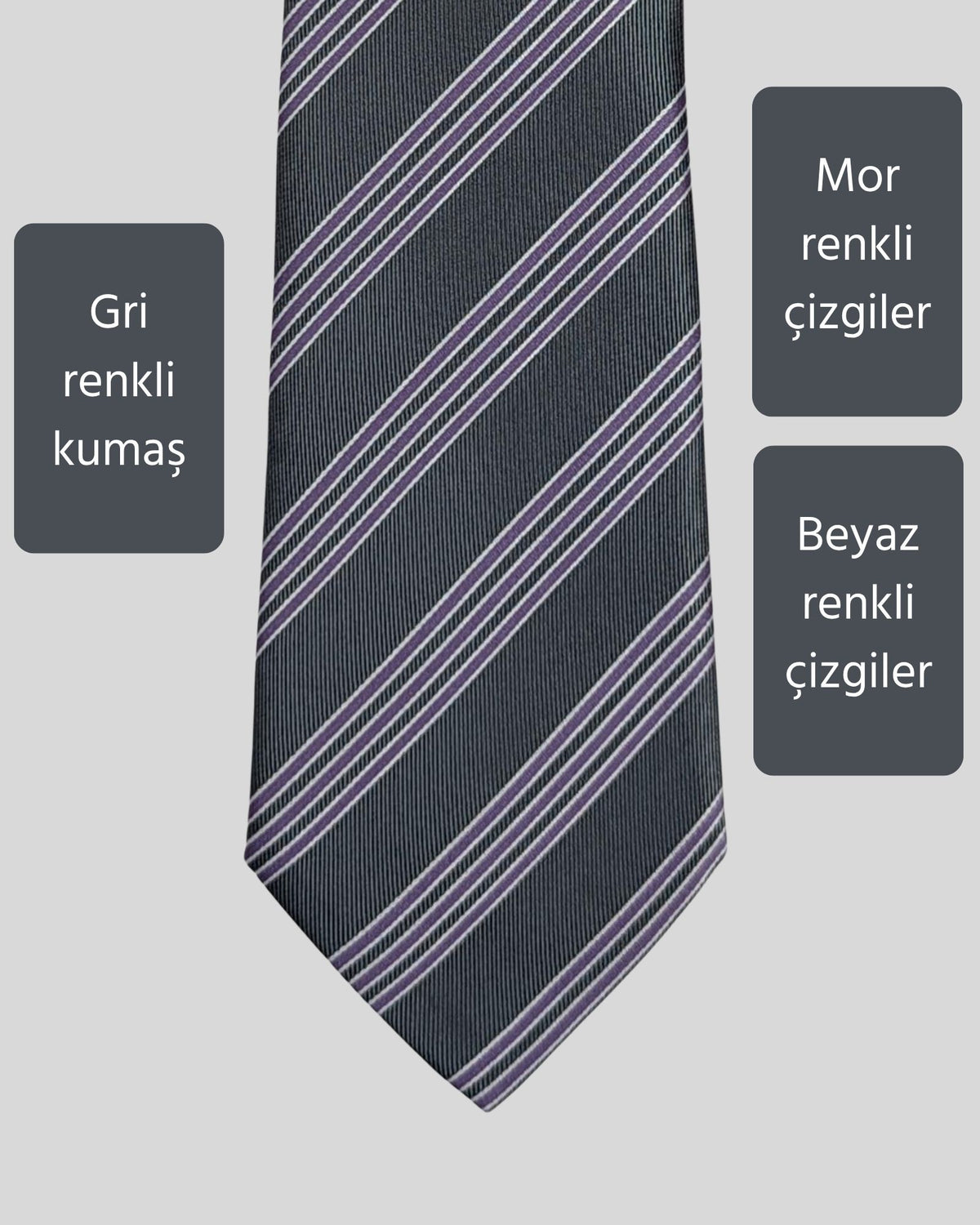 Kumovo klasik gri avukat kravatı