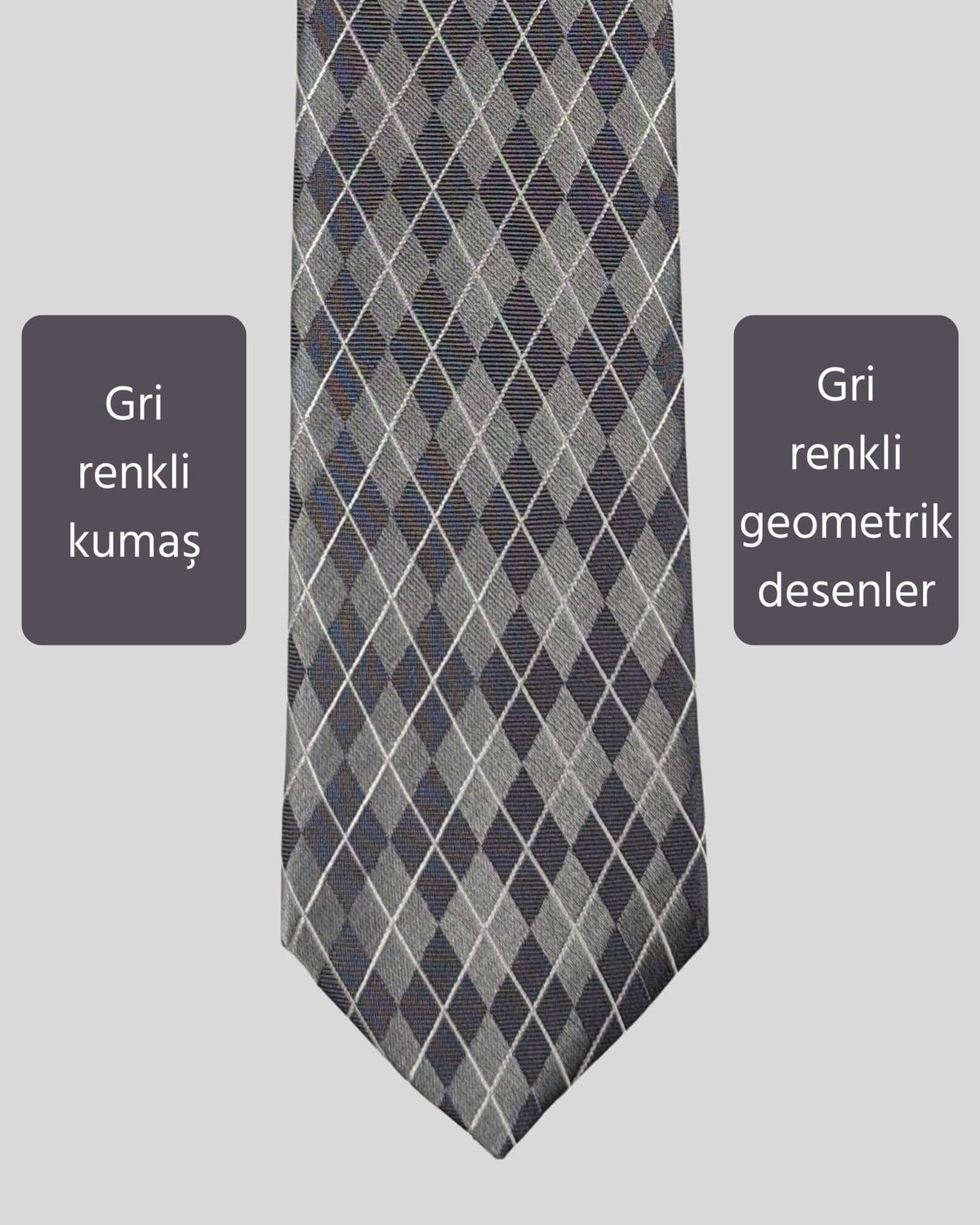 Kumovo baklava desenli gri kravat