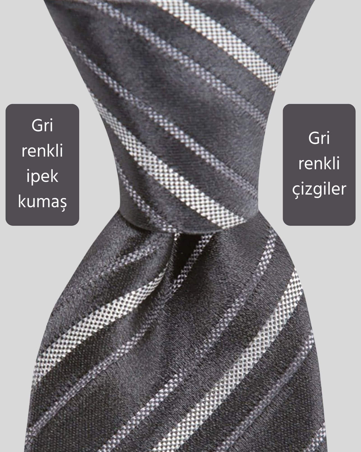 Kumovo gri ipek erkek kravat