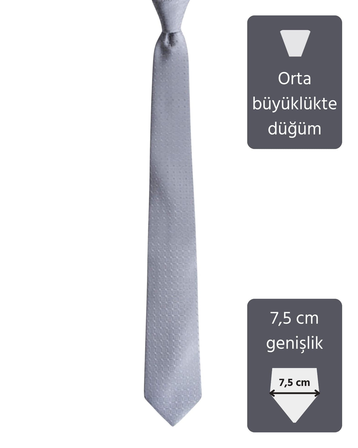Kumovo açık gri ipek avukat kravatı