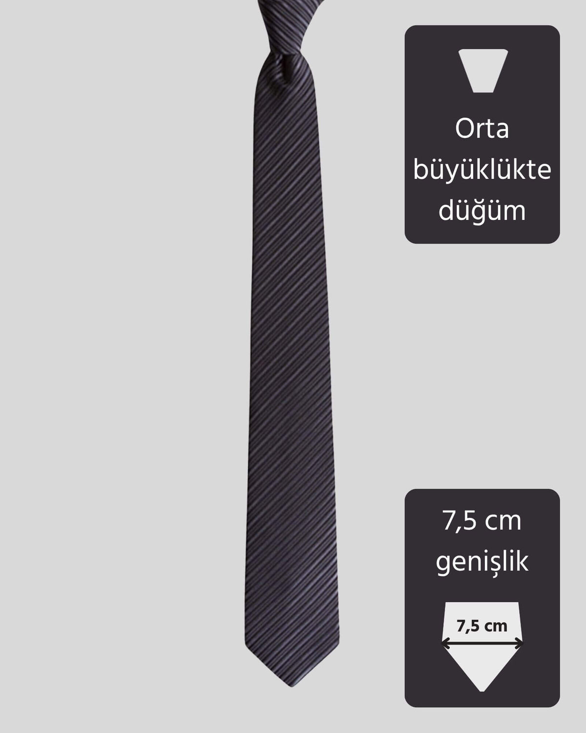 Kumovo koyu gri ipek avukat kravatı