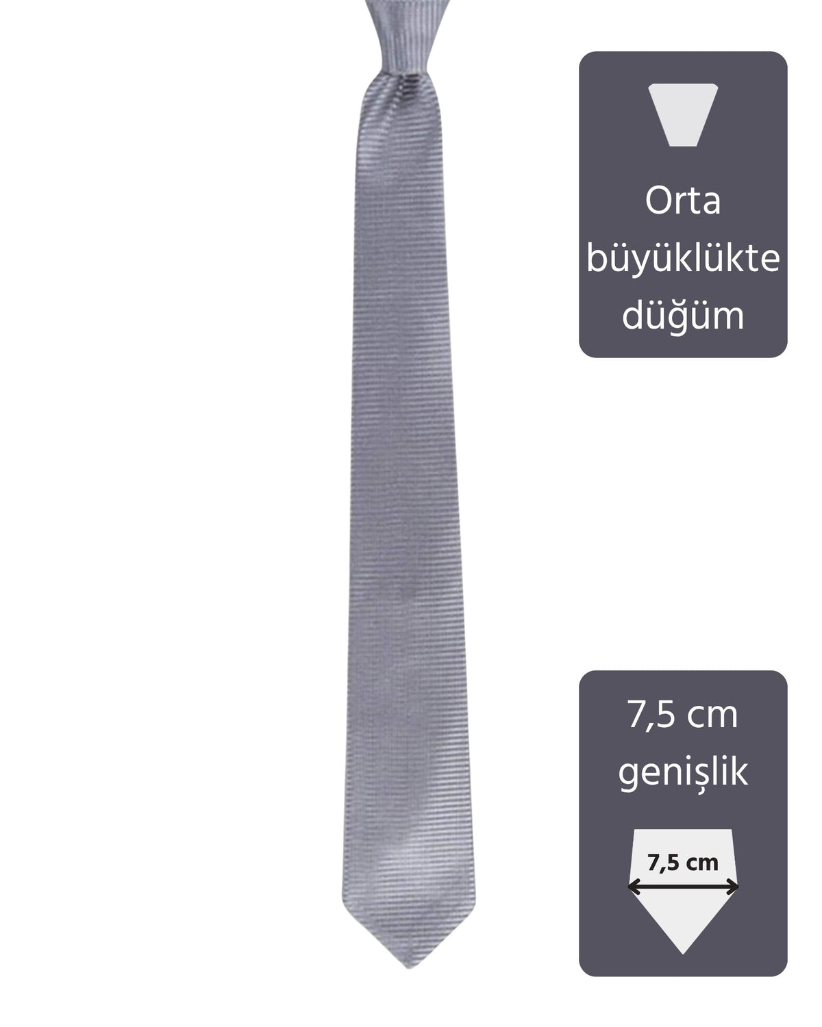 Kumovo gümüş rengi ipek düğün kravatı
