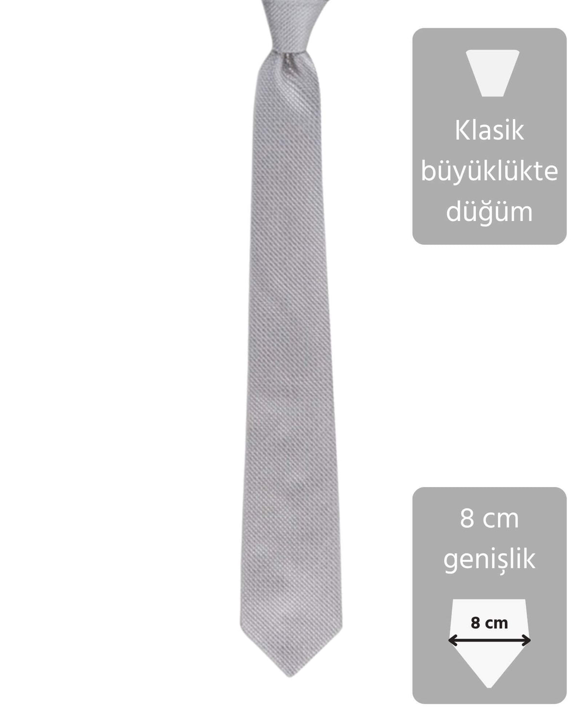 Kumovo gümüş gri ipek doktor kravatı
