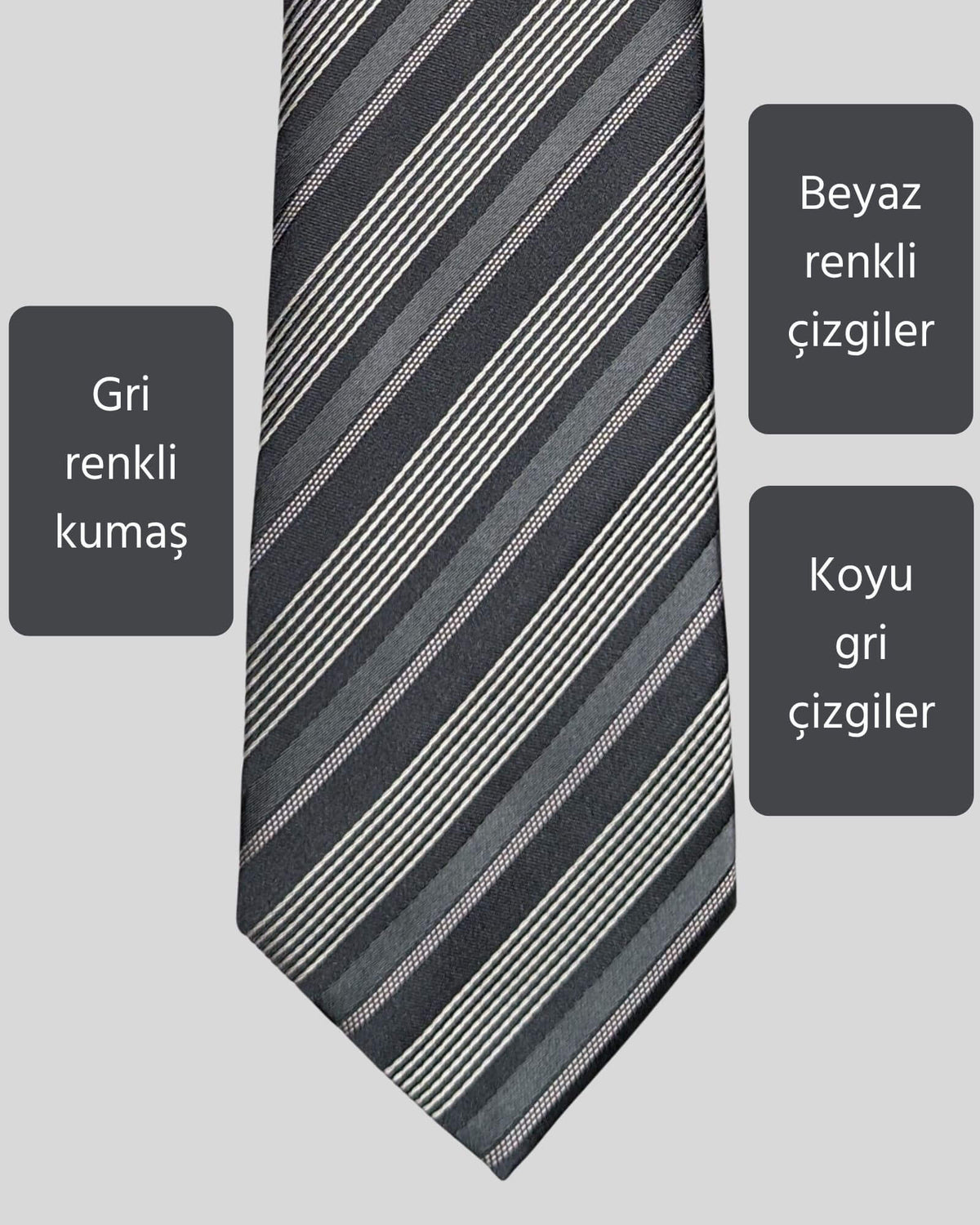 Kumovo gri renkli avukat kravatı
