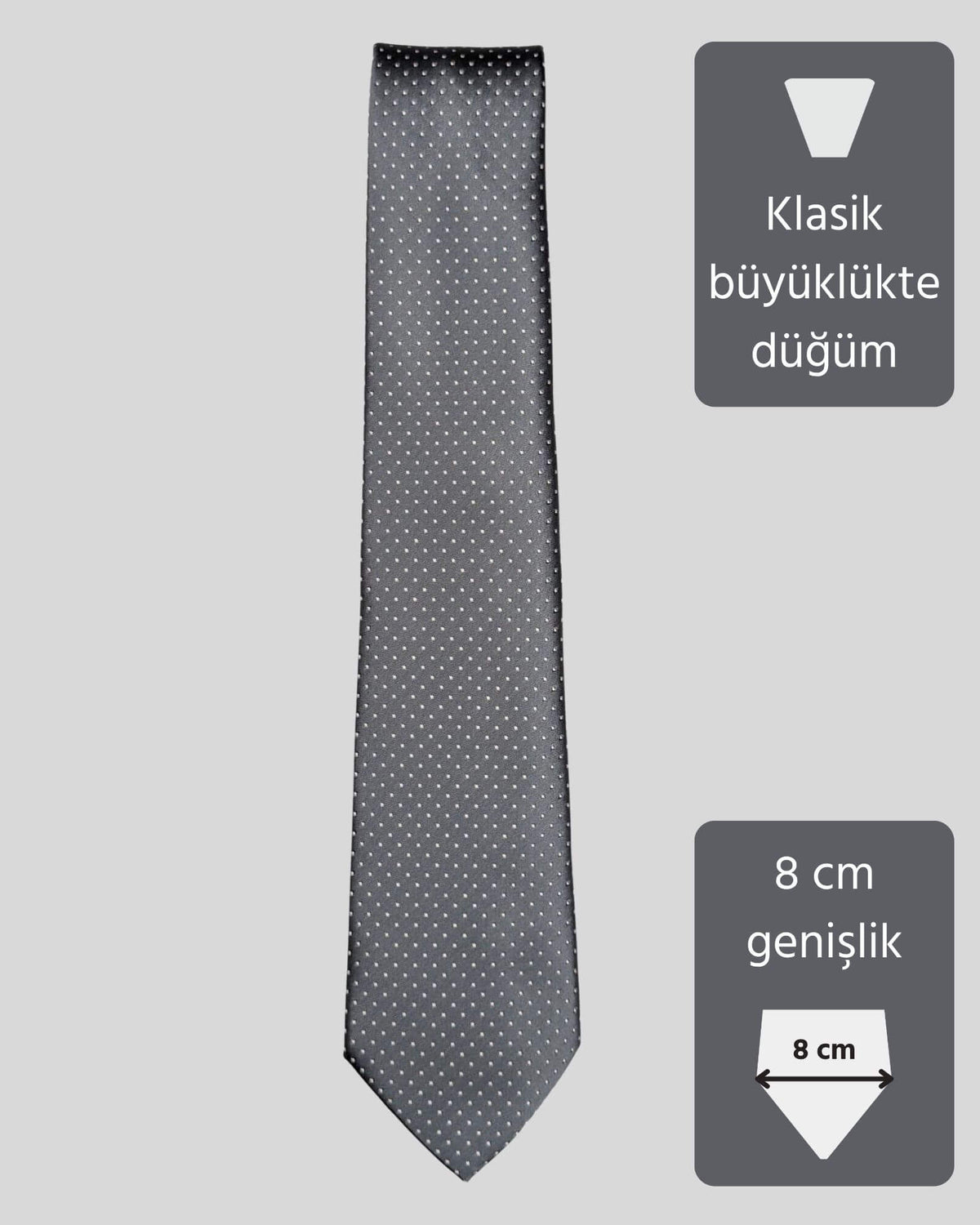 Kumovo klasik gri savcı kravatı