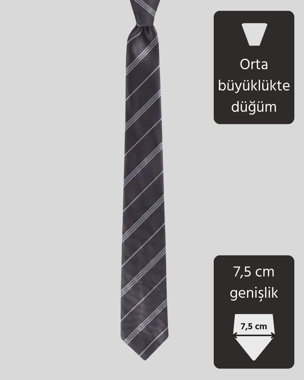 Kumovo çizgili gri erkek kravat