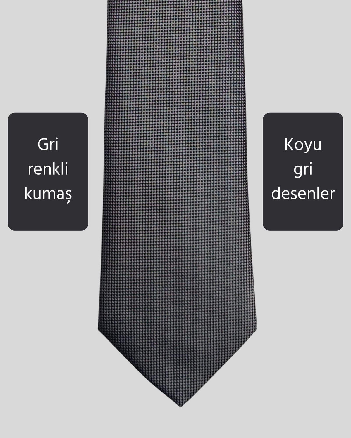 Kumovo antrasit gri ince öğretmen kravatı