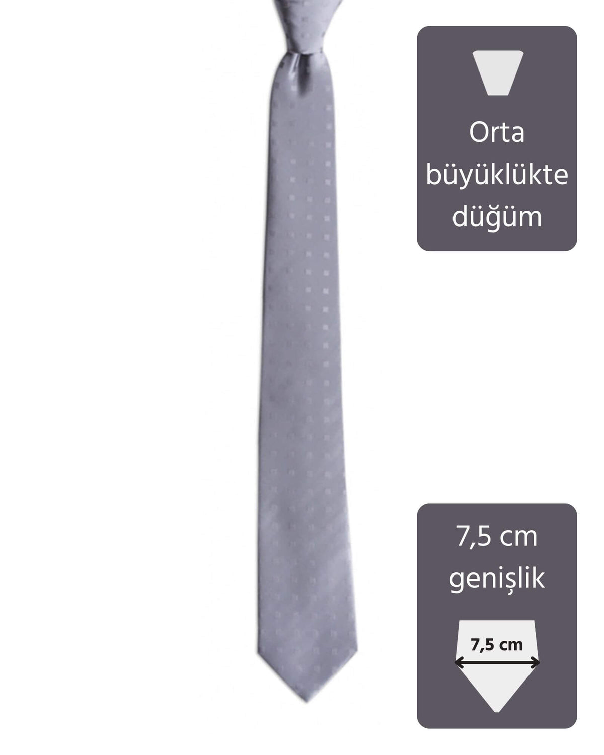Kumovo açık gri saten ipek düğün kravatı