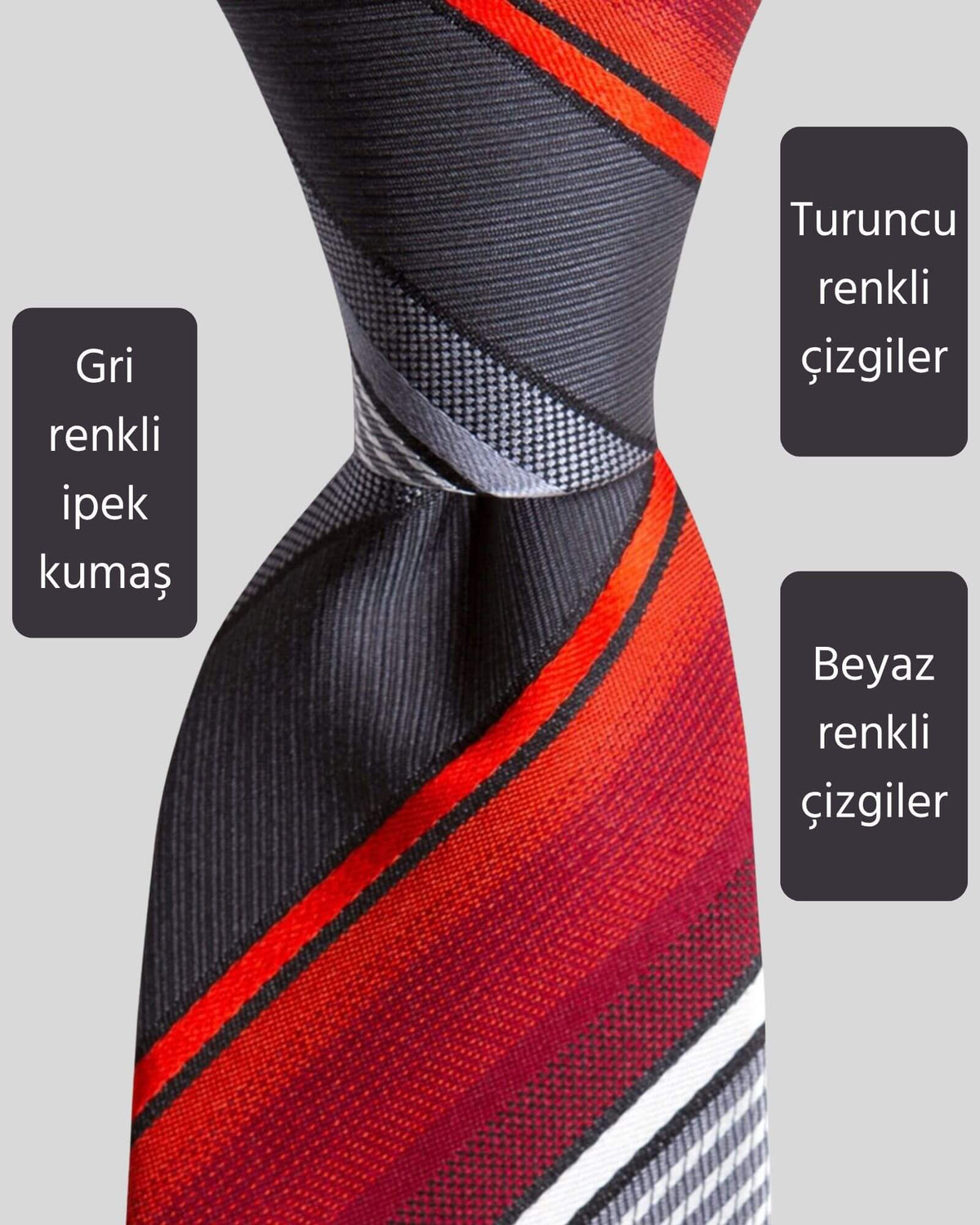 Kumovo gri ipek kravat
