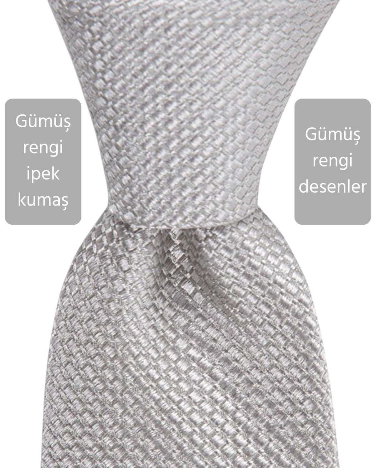 Kumovo gümüş gri ipek avukat kravatı