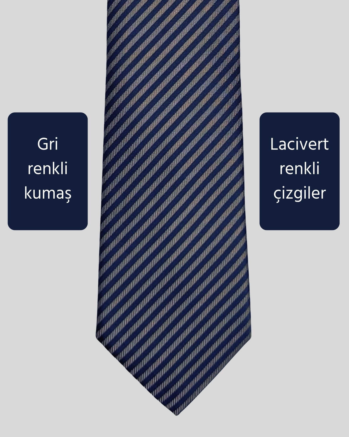 Kumovo lacivert gri çizgili avukat kravatı