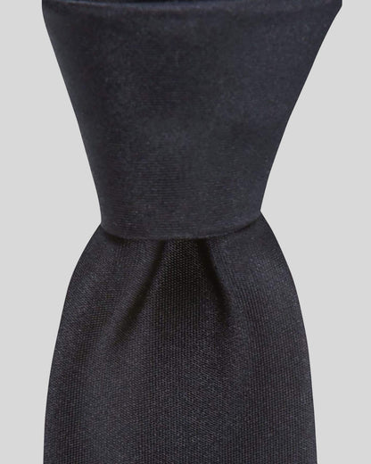 Düz Siyah İnce İpek Kravat - 6 cm genişlik