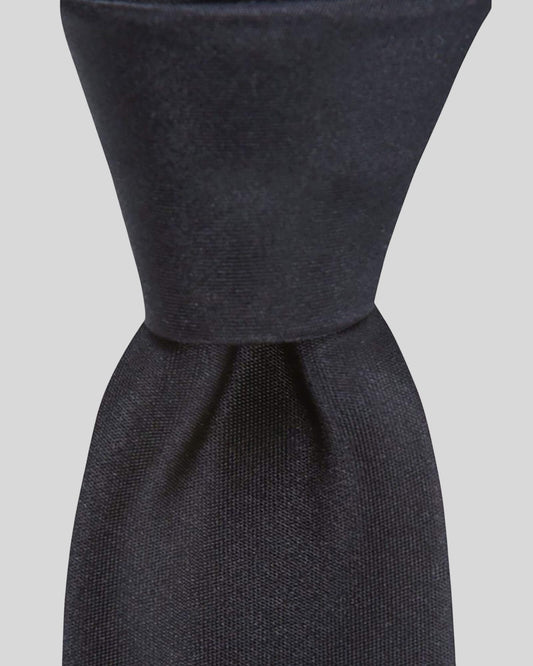 Düz Siyah İnce İpek Kravat - 6 cm genişlik