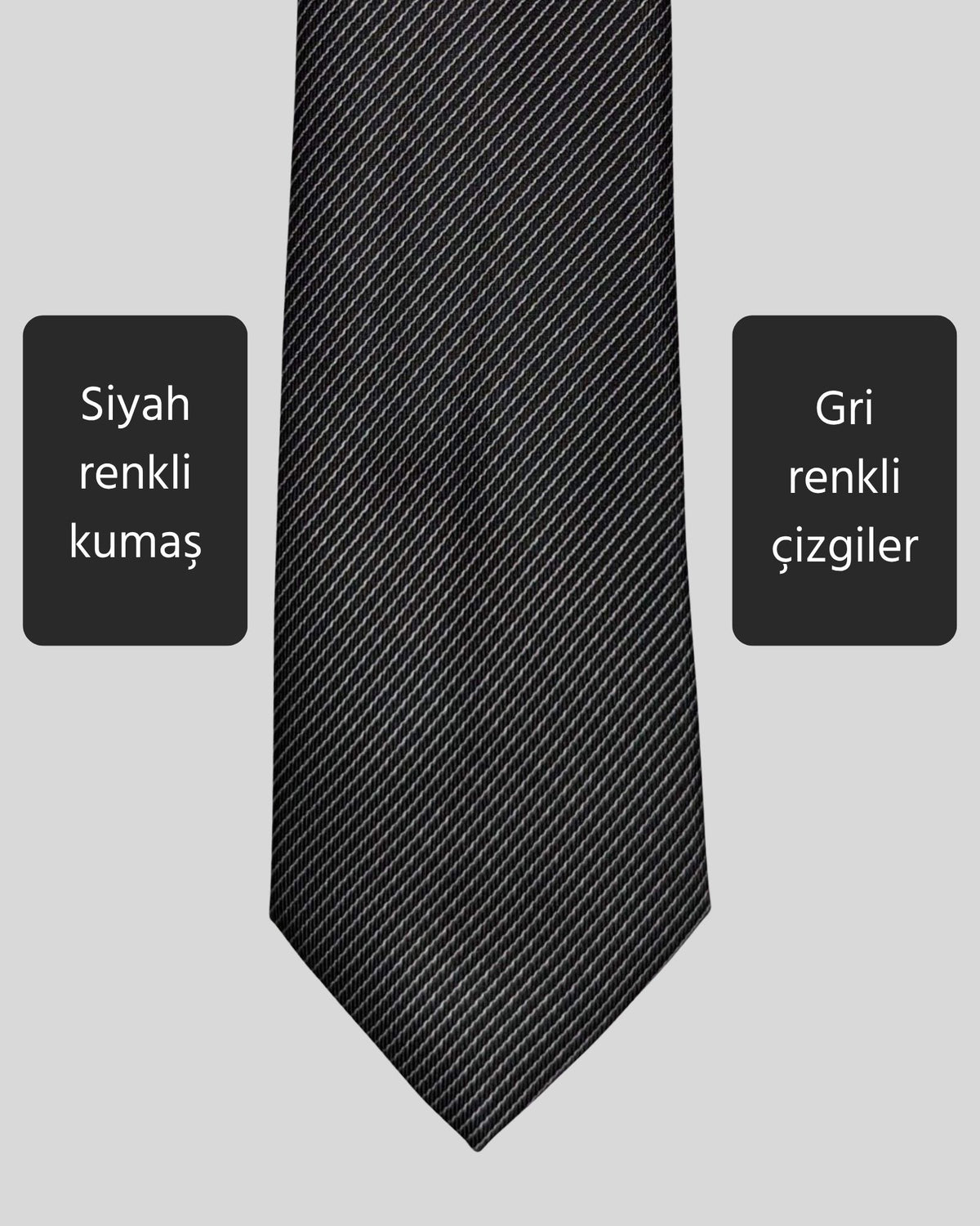 Kumovo ince gri savcı kravatı