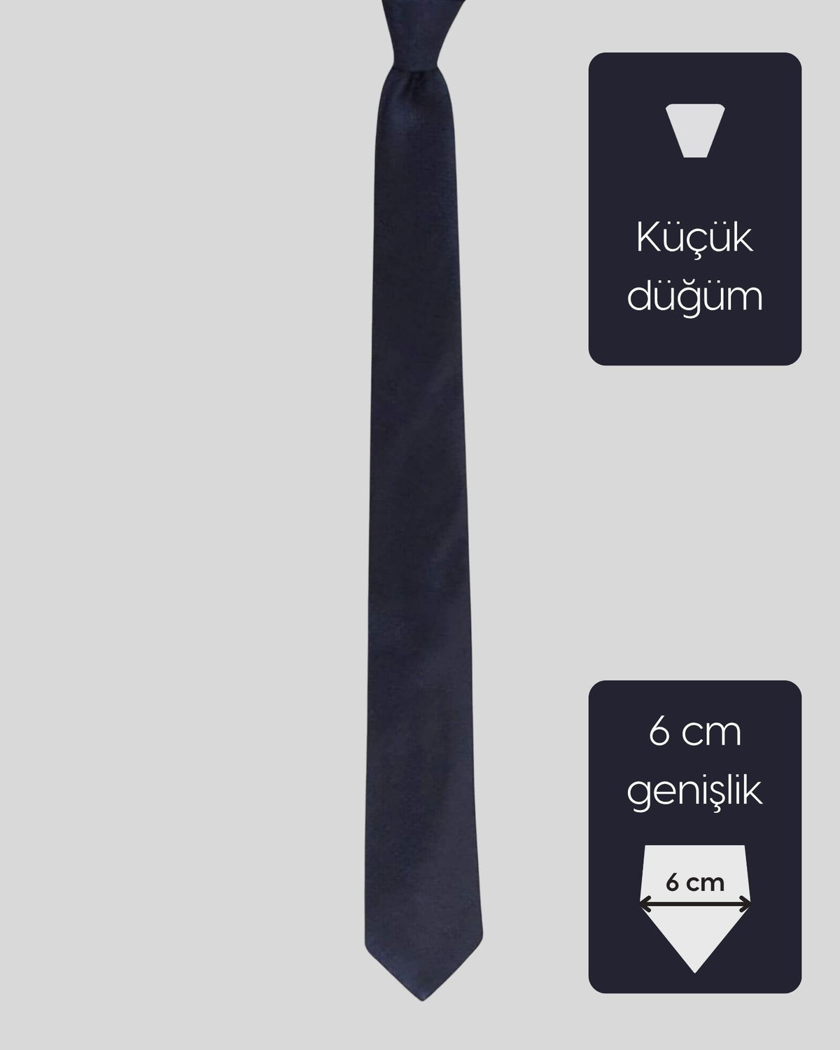 Kumovo lacivert ipek ince kravat