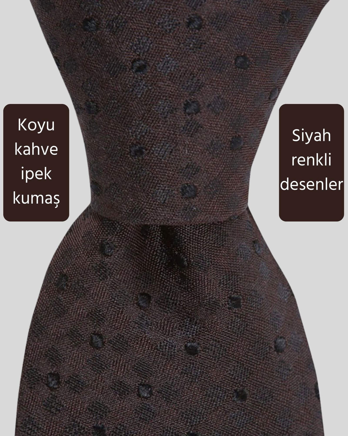 Kumovo kahverengi ipek avukat kravatı