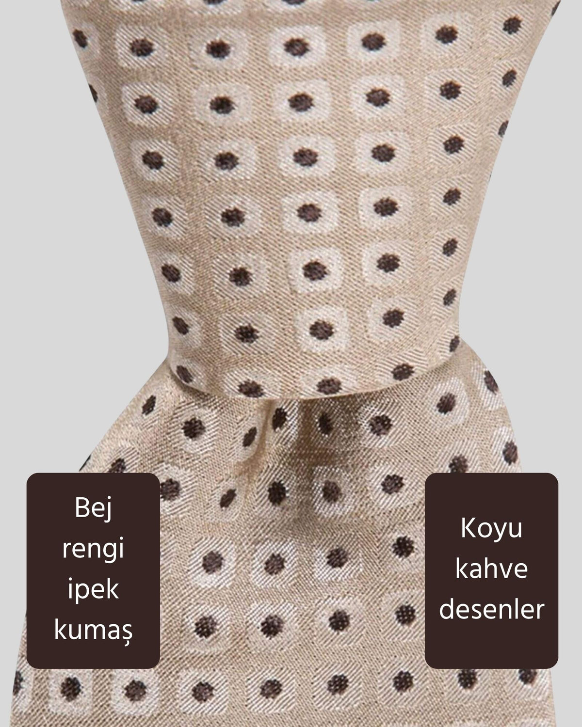 Kumovo bej renk ipek avukat kravatı