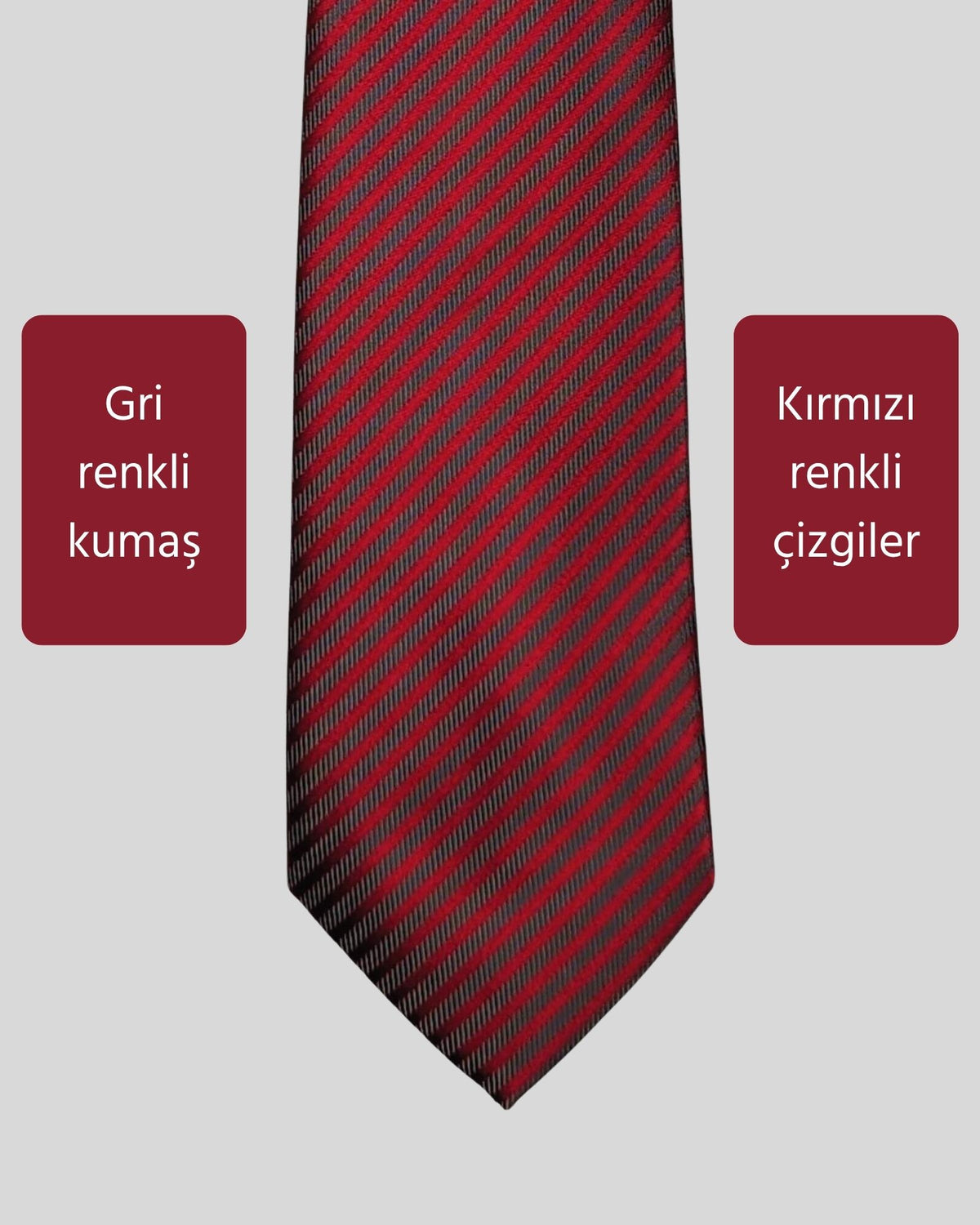 Kumovo gri kırmızı çizgili kravat