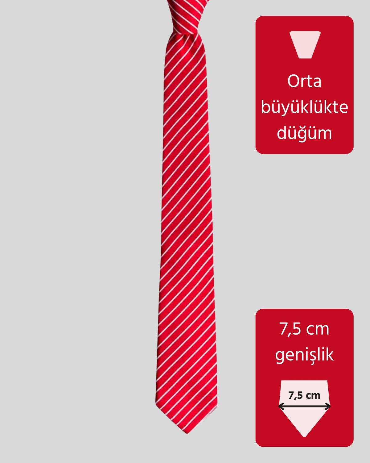 Kumovo kırmızı beyaz çizgili ipek kravat