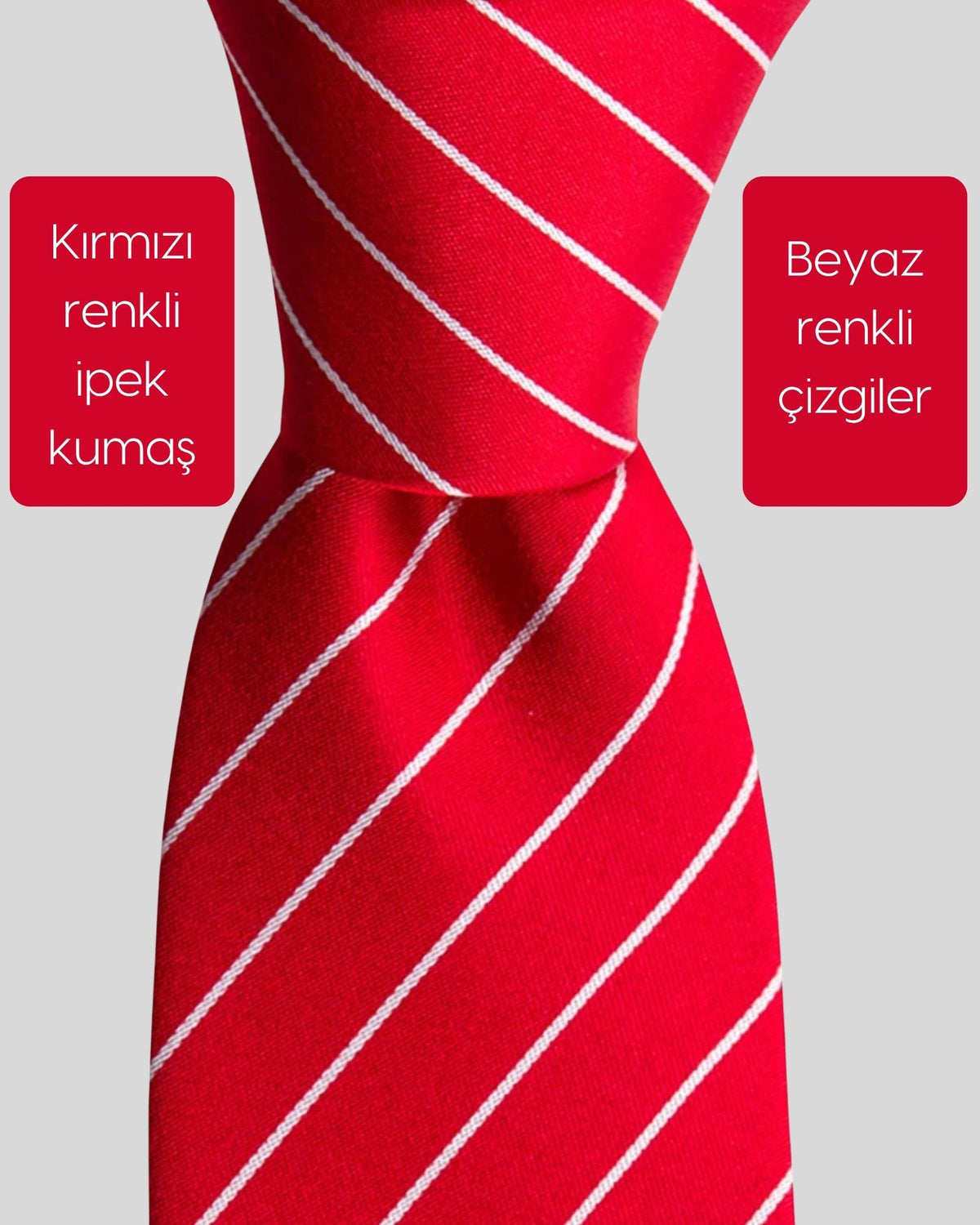 Kumovo kırmızı beyaz ipek kravat